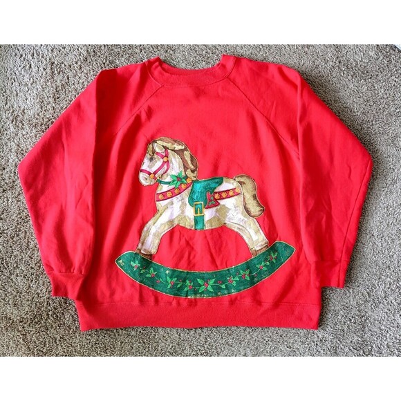 Hanes Tops - Vintage Rocking Horse Sweatshirt Women's 1X Red Long Sleeve